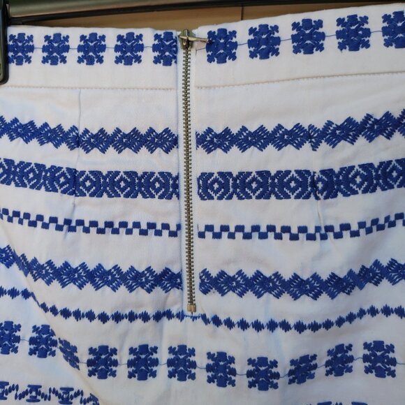 Sam Edelman White Mini Skirt Blue Embroidered Print Beading Short - Picture 8 of 12